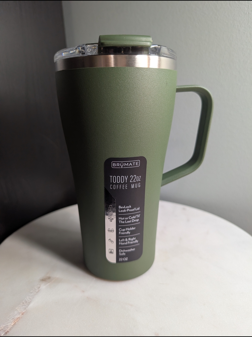 Brumate Toddy 22oz Insulated Coffee Mug With Lid And Handle- Olive Green- NWT
